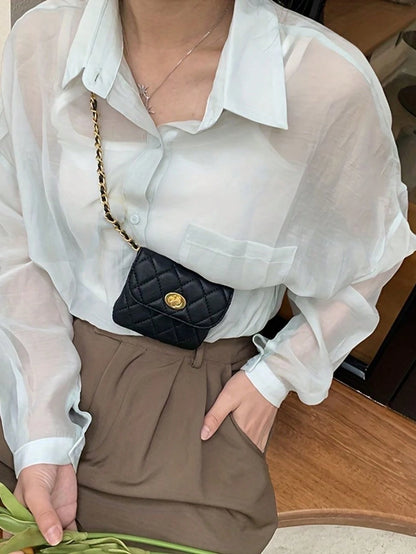 New Fashion Versatile Rhombus Embroidery Detachable Chain Mini Multifunctional Waist Bag/Shoulder Bag/Crossbody Bag, Western Purse For Women