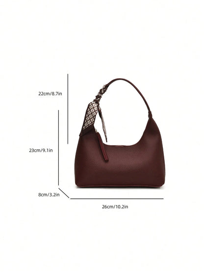 Minimalist Women's Shoulder Bag With Scarf