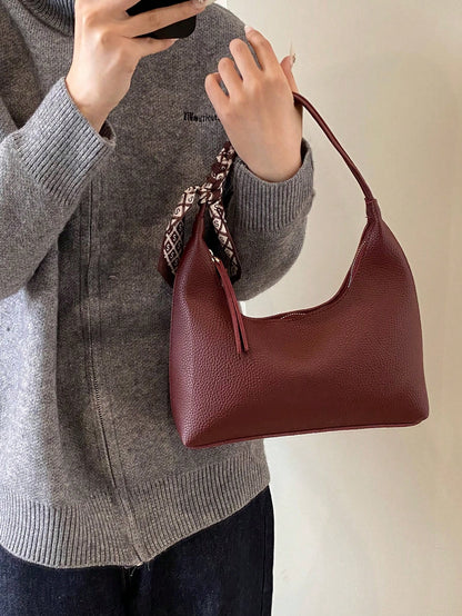 Minimalist Women's Shoulder Bag With Scarf