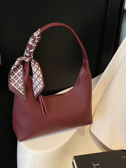 Minimalist Women's Shoulder Bag With Scarf