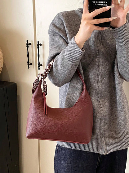 Minimalist Women's Shoulder Bag With Scarf