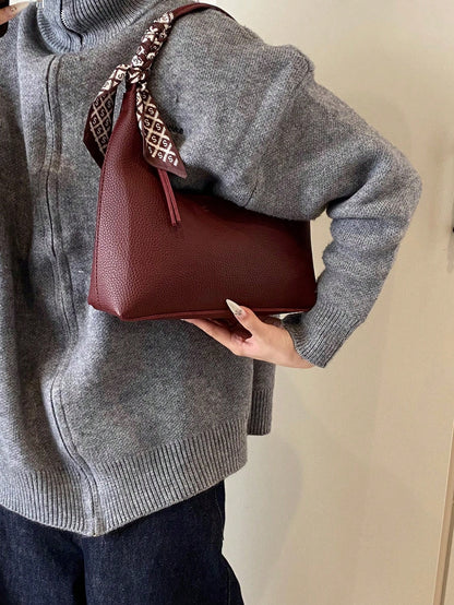 Minimalist Women's Shoulder Bag With Scarf