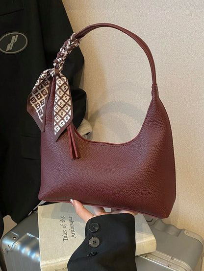 Minimalist Women's Shoulder Bag With Scarf