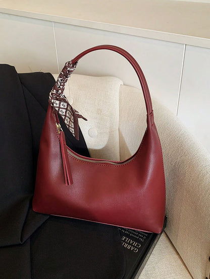 Minimalist Women's Shoulder Bag With Scarf