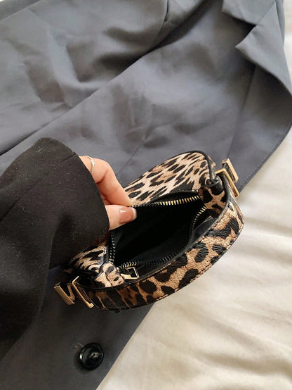 Mini Cute Leopard Print Shoulder Bag For Women, Fashionable & High-Quality Half Moon Shape Handbag, Stylish & Lightweight, Fall Winter Fashionable Cheetah Print Purse For Women, New Fall Winter Tiger Print Bag For Women
