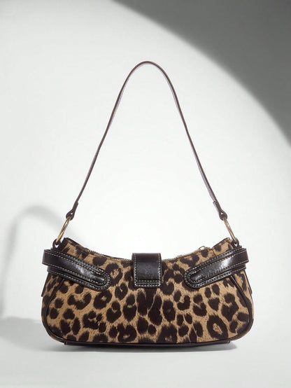 SHEIN BAE Women Street Commuter Leopard Print Patchwork PU Shoulder Bag, Leopard Print Purse For Women Leopard Comeback, Animal Print Women Bag