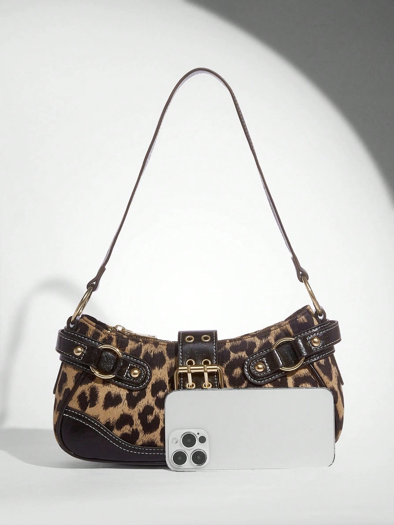 SHEIN BAE Women Street Commuter Leopard Print Patchwork PU Shoulder Bag, Leopard Print Purse For Women Leopard Comeback, Animal Print Women Bag
