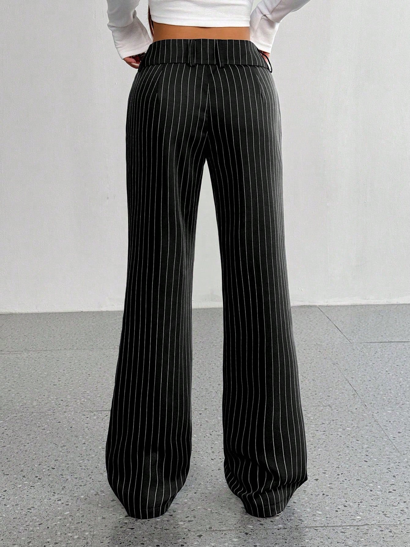 Flirla Women's Casual Striped Flare Pants, Versatile, Spring Autumn Fall Cloth For Women