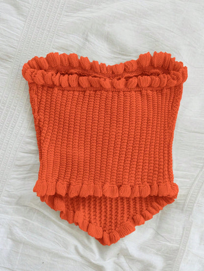 Soleia Women's Button Decor Fashion Casual Ruffle Hem Knitted Camisole Top,Going Out Top