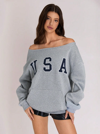Flirla Solid Color Raglan Sleeve Pocket Design Casual Pullover Sweatshirt,Long Sleeve Tops Graduation,Back To School Outfits,Graduation,Teacher Outfits For Women,Back To School Fall Outfit