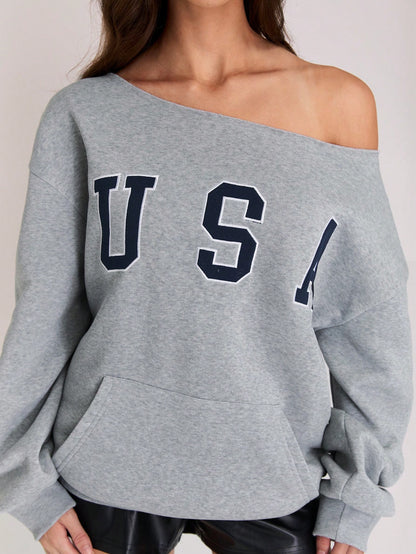 Flirla Solid Color Raglan Sleeve Pocket Design Casual Pullover Sweatshirt,Long Sleeve Tops Graduation,Back To School Outfits,Graduation,Teacher Outfits For Women,Back To School Fall Outfit