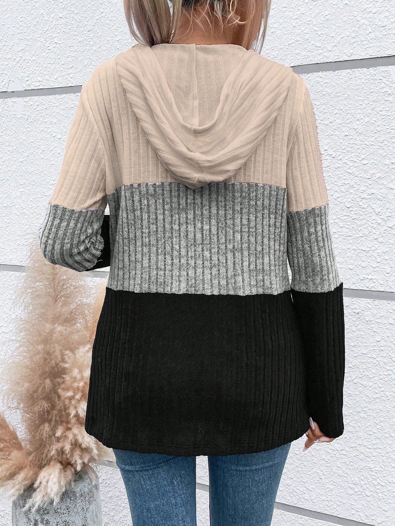 EMERY ROSE Ladies' Color Blocking Drawstring T-Shirt Graphic Tees Women Tops Fall Cloth For Women