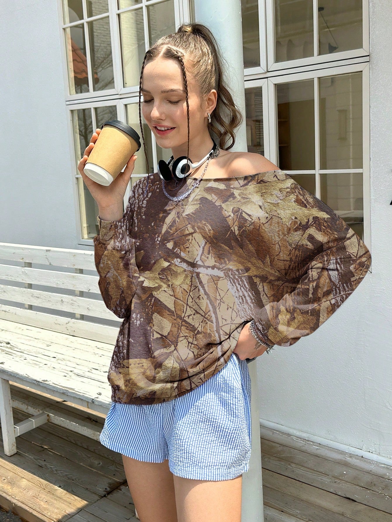 INAWLY Women Off Shoulder Sweatshirt, Casual, Minimalist, Stylish For Daily Wear Graduation,Back To School Outfits,Graduation,Teacher Outfits For Women,Back To School Pullover Fall Outfit