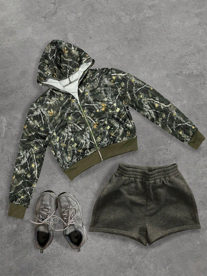 INAWLY Solid Zip Up Drop Shoulder Thermal Lined Crop Hoodie,Long Sleeve Tops Graduation,Back To School Outfits,Graduation,Teacher Outfits For Women,Back To School Pullover Fall Outfit