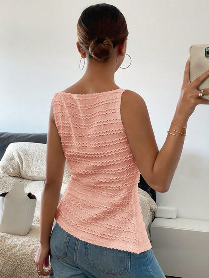 Siren Gaze 1pc Women's Plain Single-Breasted Sleeveless Casual Shirt