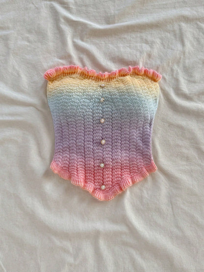 Soleia Women's Button Decor Fashion Casual Ruffle Hem Knitted Camisole Top,Going Out Top