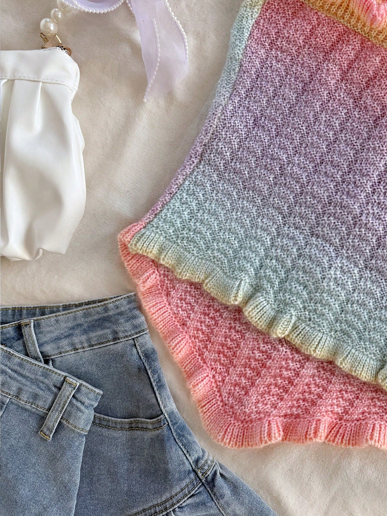 Soleia Women's Button Decor Fashion Casual Ruffle Hem Knitted Camisole Top,Going Out Top