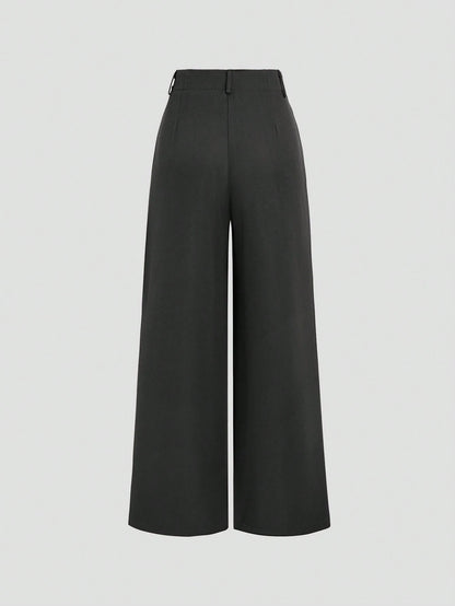 Sweetra Vintage Elegant Jacquard Pleated Wide-Leg Pants For Women, Autumn/Winter Fall Cloth For Women