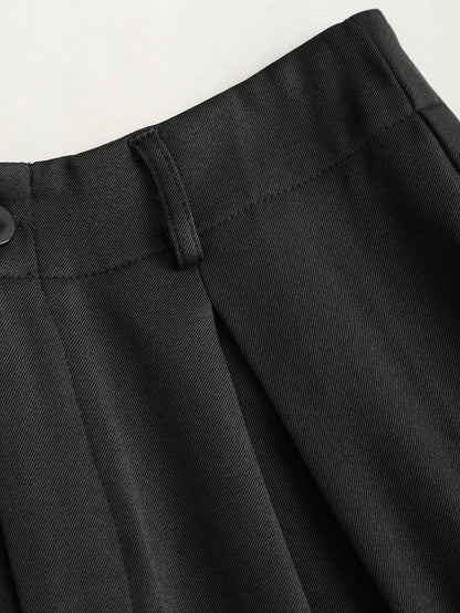 Sweetra Vintage Elegant Jacquard Pleated Wide-Leg Pants For Women, Autumn/Winter Fall Cloth For Women