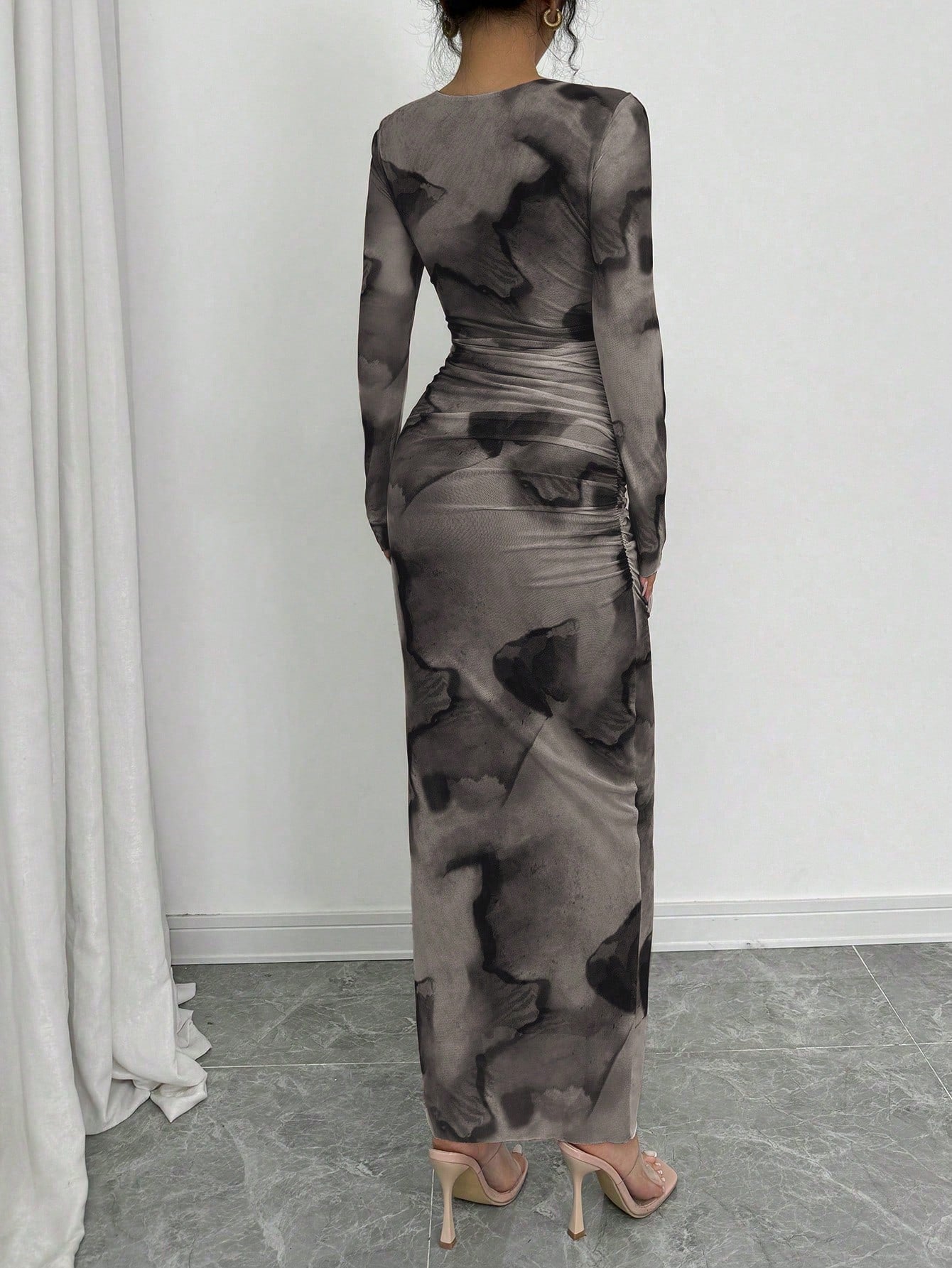 Elenzga Elegant Gradient Long Sleeve Slim Fit Women's Dress Fall Cloth For Women