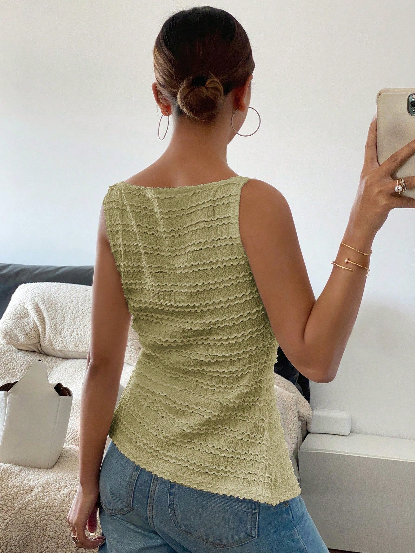 Siren Gaze 1pc Women's Plain Single-Breasted Sleeveless Casual Shirt