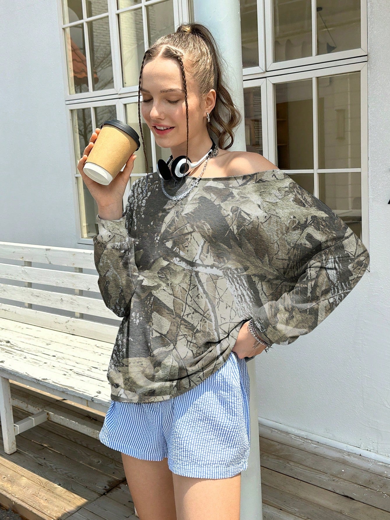 INAWLY Women Off Shoulder Sweatshirt, Casual, Minimalist, Stylish For Daily Wear Graduation,Back To School Outfits,Graduation,Teacher Outfits For Women,Back To School Pullover Fall Outfit