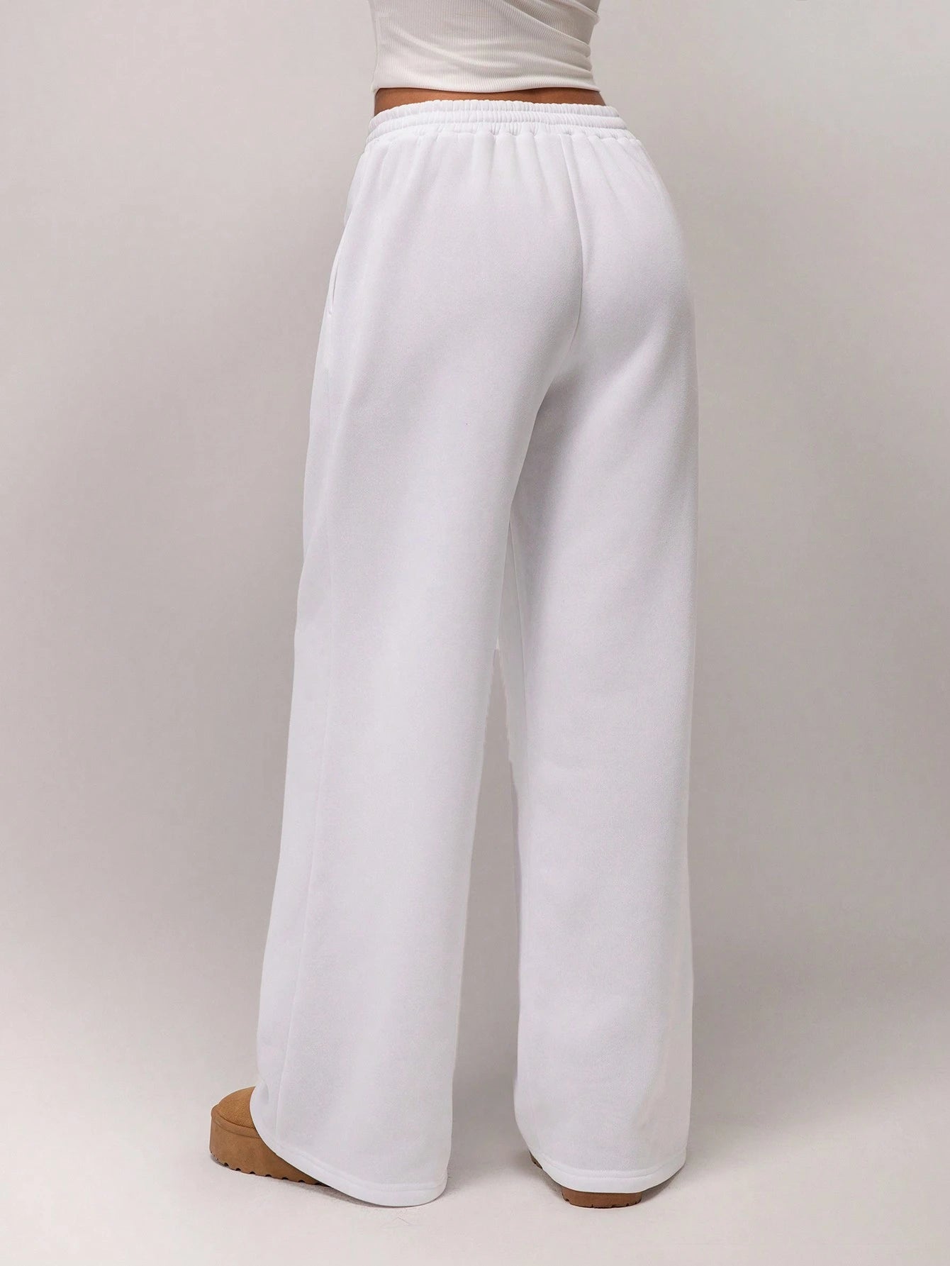 Forever 21 Autumn/Winter New Casual Loose Fit Elastic Waist Wide Leg Sweatpants, Thicker Thermal Lined, Versatile & Slimming