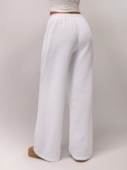 Forever 21 Autumn/Winter New Casual Loose Fit Elastic Waist Wide Leg Sweatpants, Thicker Thermal Lined, Versatile & Slimming