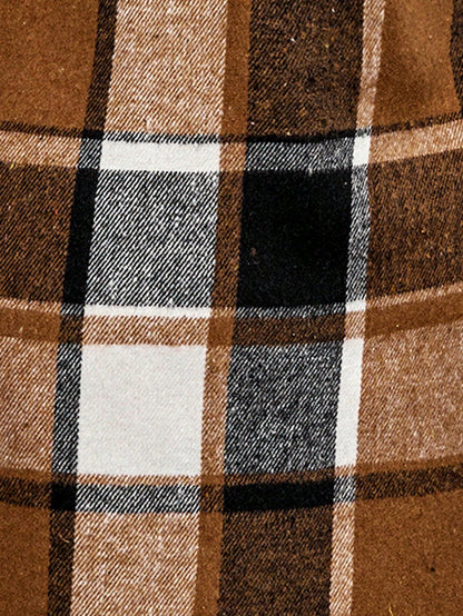 LanaWest Women's Plaid V-Neck Zip-Up Sleeveless Dress, Fall/Winter