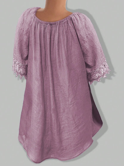 EMERY ROSE Women Plain Short Sleeve Ruffle Detail Casual Blouse, Everyday Wear