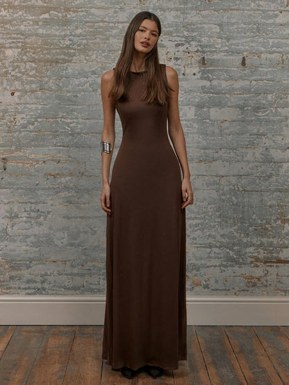 MUSERA Round Neck Drop Armhole Maxi Dress,Summer Dresses For Women Graduation Elegant Cute Sexy Vacation Boho Wedding Guest Beach Holiday Fall Wedding Guest, Elegant, Birthday, Church, Night Out Christmas, Halloween, Fall, Winter