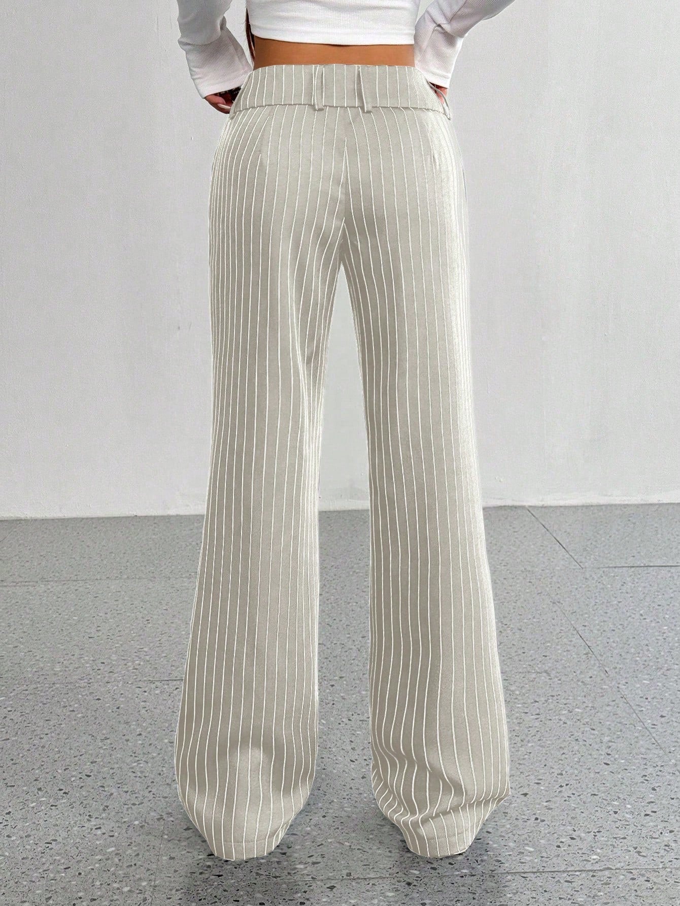 Flirla Women's Casual Striped Flare Pants, Versatile, Spring Autumn Fall Cloth For Women