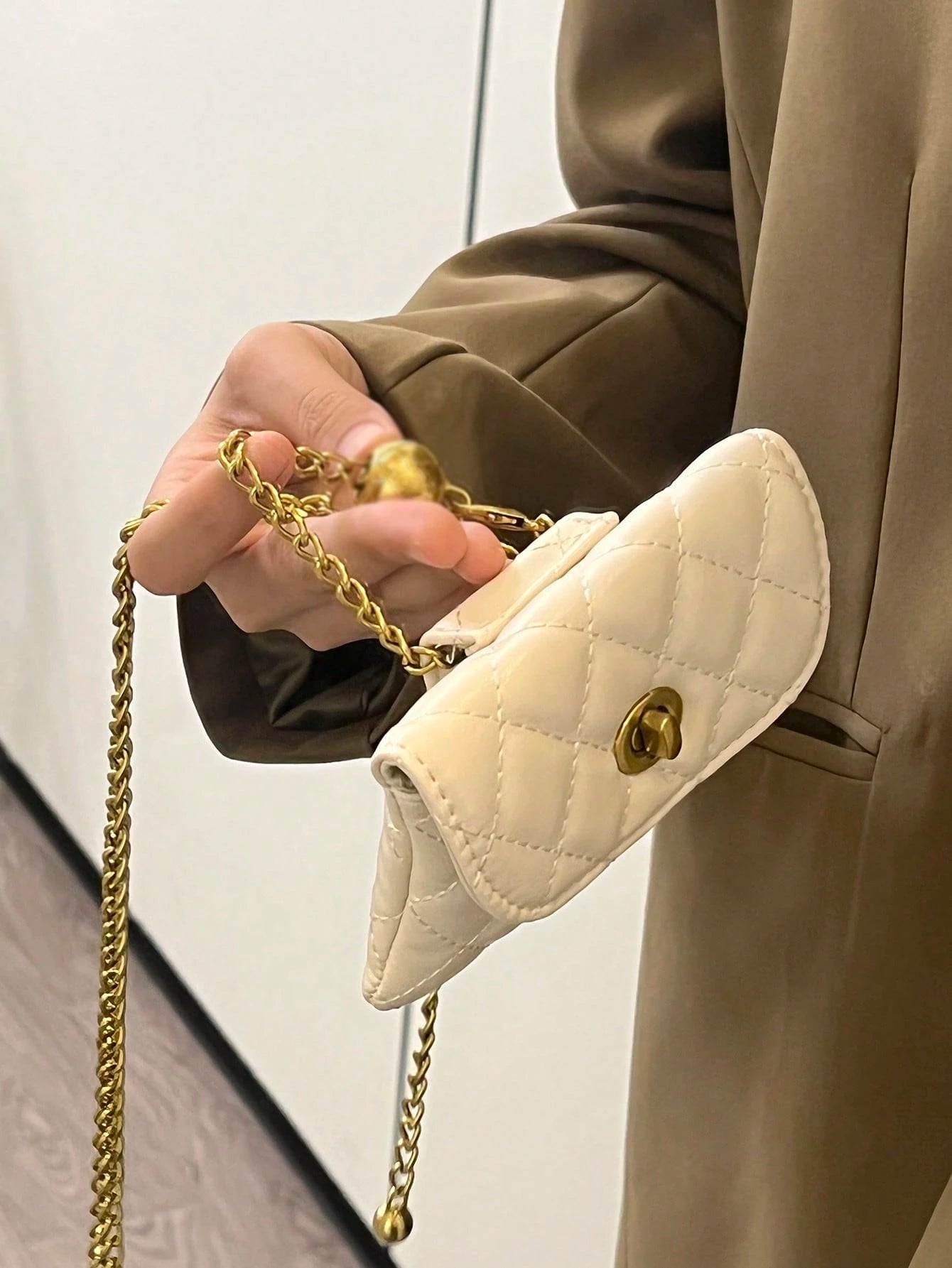 New Fashion Versatile Rhombus Embroidery Detachable Chain Mini Multifunctional Waist Bag/Shoulder Bag/Crossbody Bag, Western Purse For Women