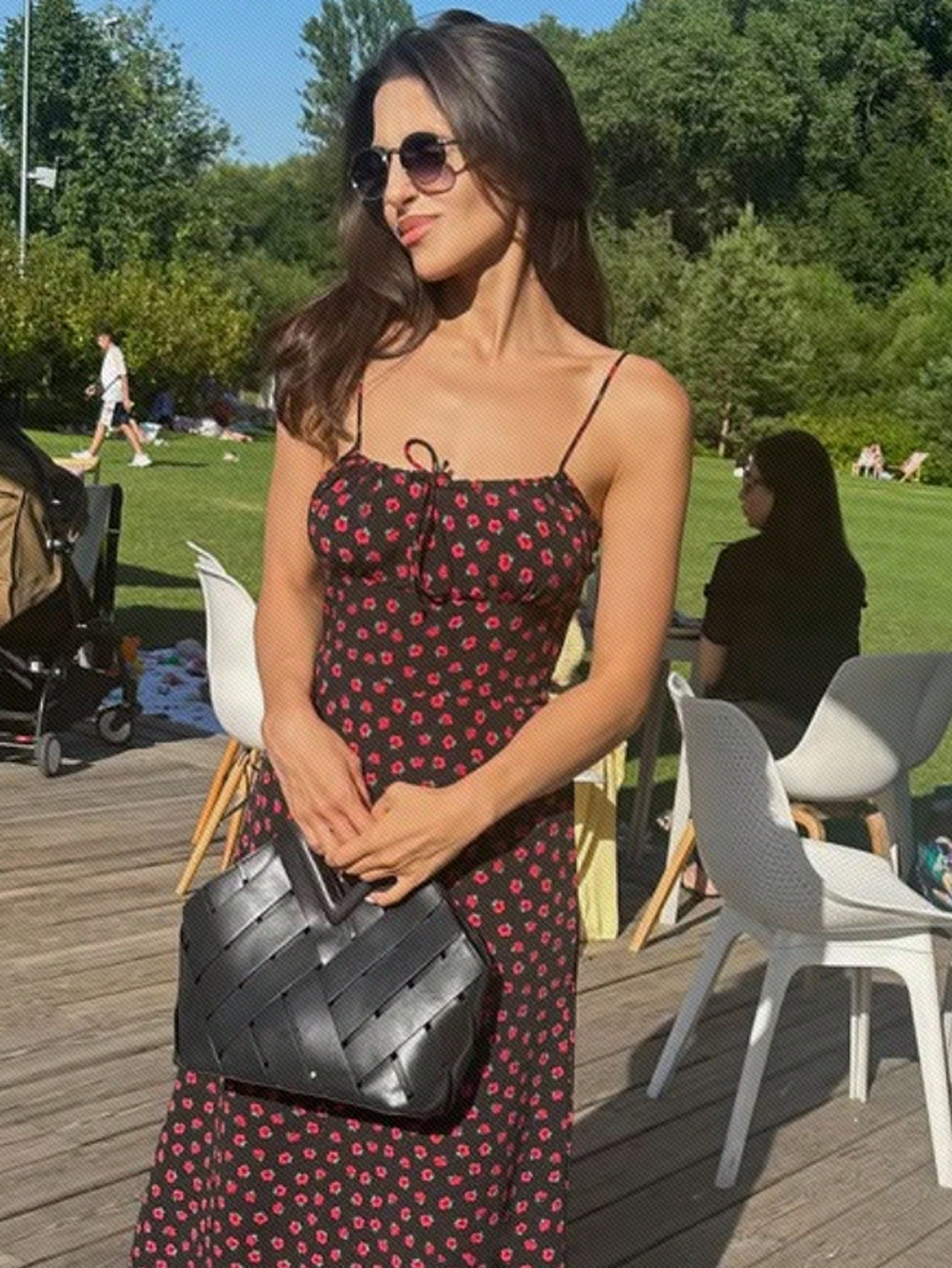 SHEIN Frenchy Women Ditsy Floral Side Slit Hem Cami Dress,Summer Dresses,Summer Dresses For Women,Floral