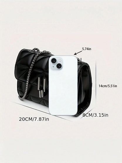 New Autumn/Winter Fashionable Versatile Mini Plaid Crossbody Bag, Classic Flap Shoulder Bag, 1pc Women Elegant Handbag And Wallet Set