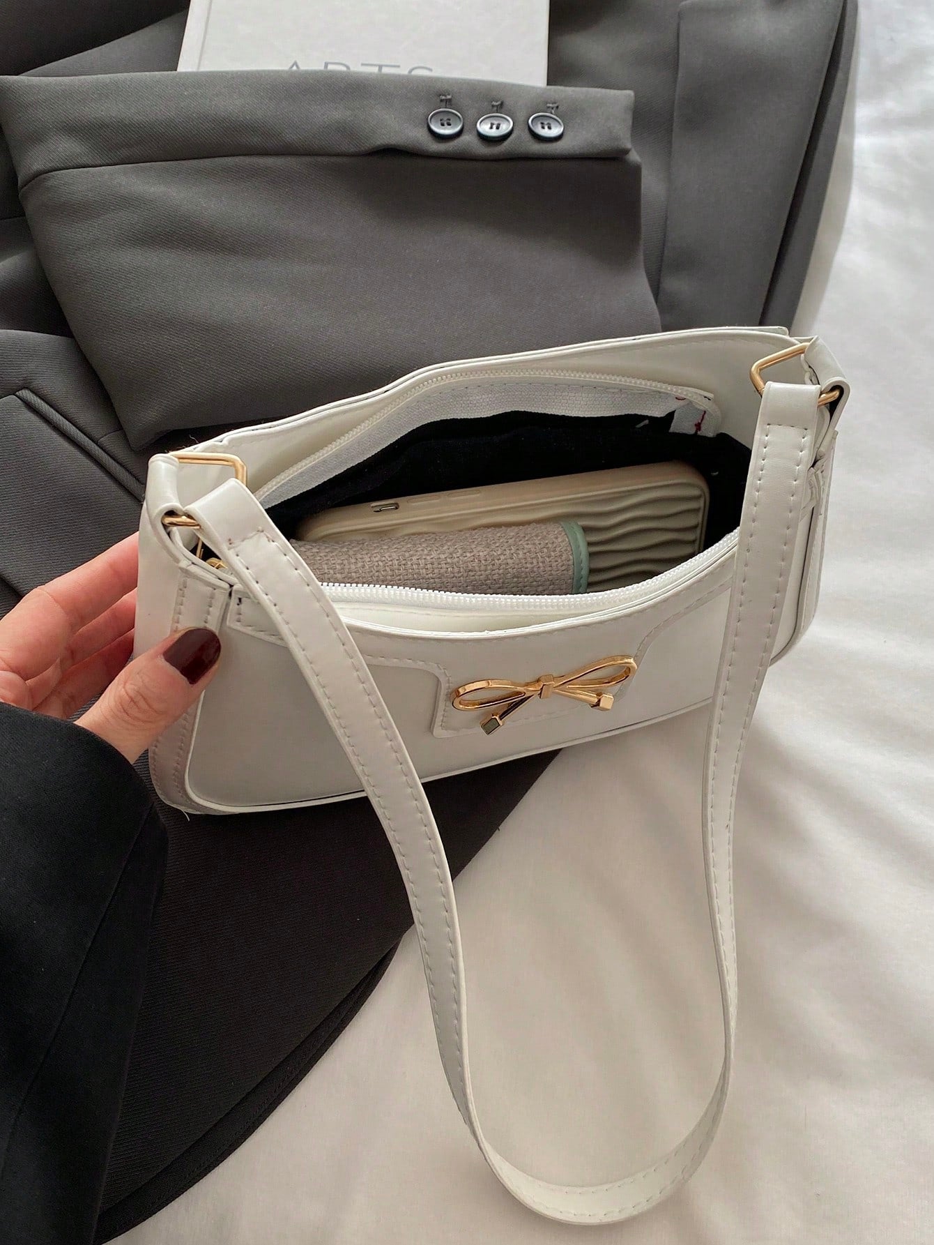 Elegant Crescent-Shaped Underarm Shoulder Bag For Women, Chic Casual Fashion, Solid Color Underarm Bag