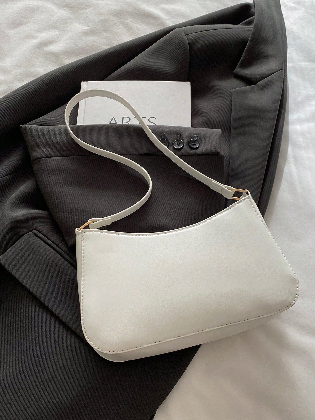 Elegant Crescent-Shaped Underarm Shoulder Bag For Women, Chic Casual Fashion, Solid Color Underarm Bag