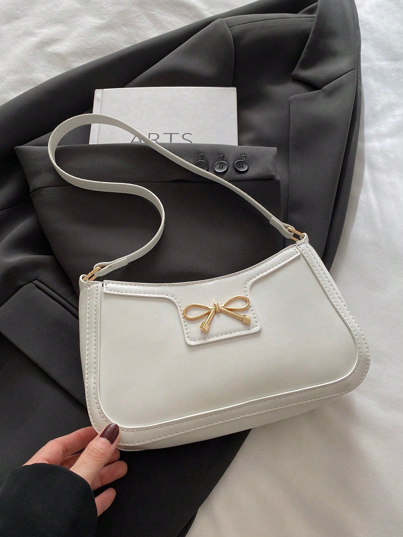 Elegant Crescent-Shaped Underarm Shoulder Bag For Women, Chic Casual Fashion, Solid Color Underarm Bag