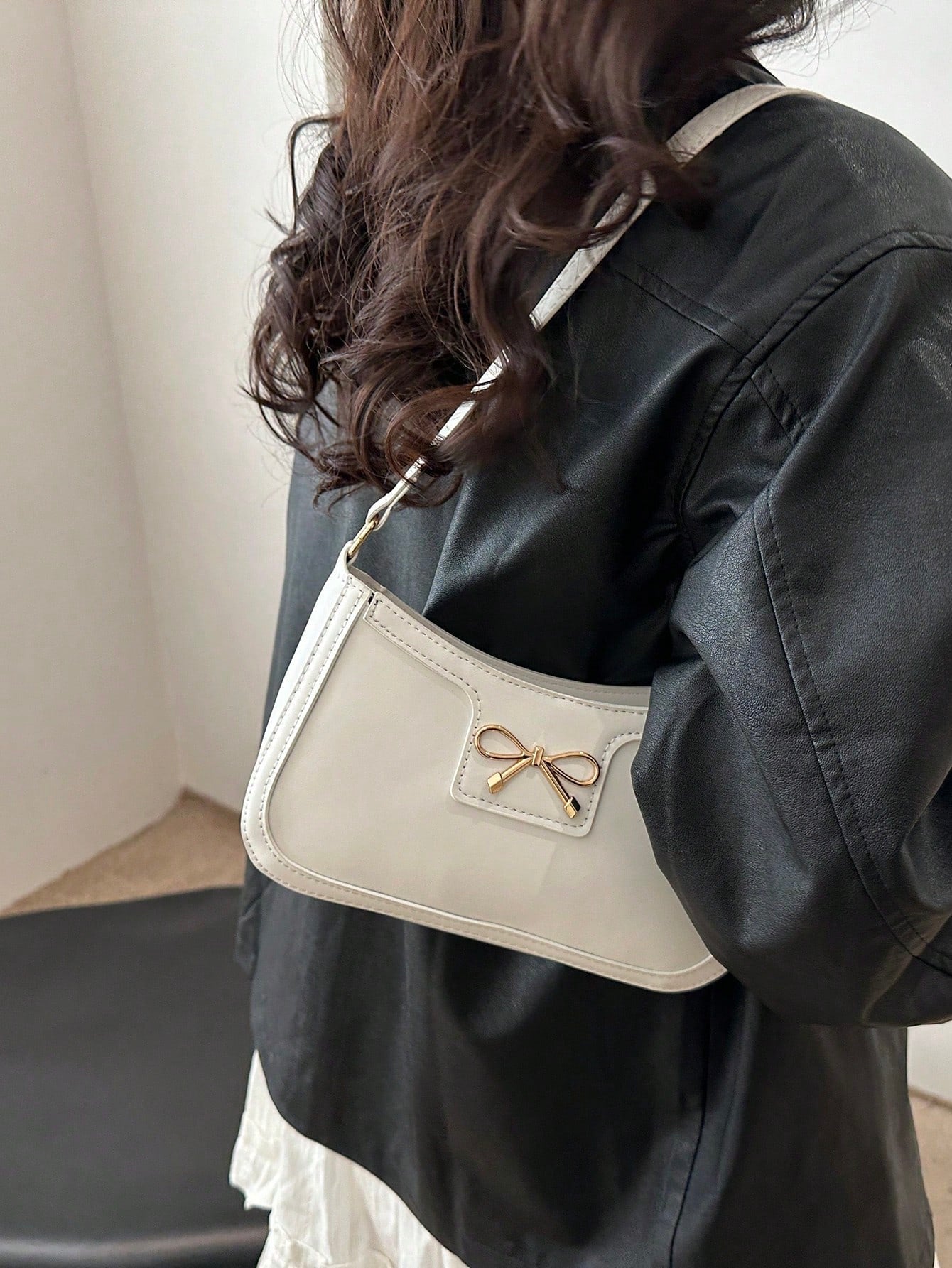 Elegant Crescent-Shaped Underarm Shoulder Bag For Women, Chic Casual Fashion, Solid Color Underarm Bag