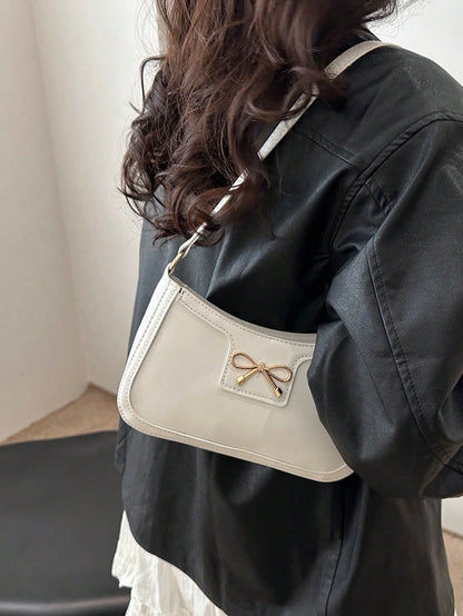 Elegant Crescent-Shaped Underarm Shoulder Bag For Women, Chic Casual Fashion, Solid Color Underarm Bag