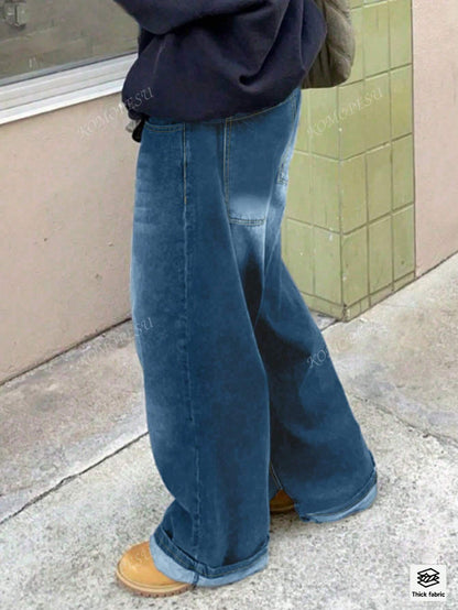 TOP Cross-Border European And American Street New Spring And Autumn Loose Casual Slim Mid-Waist Straight Pants Women's Jeans