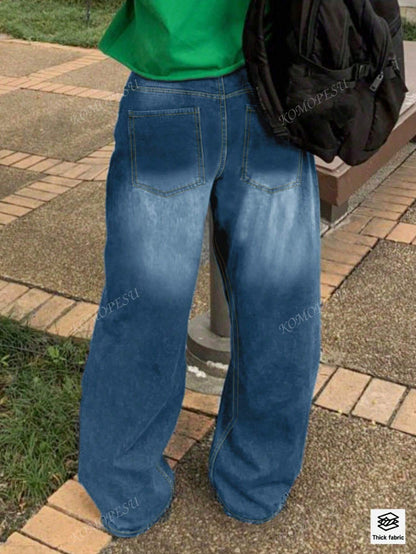 TOP Cross-Border European And American Street New Spring And Autumn Loose Casual Slim Mid-Waist Straight Pants Women's Jeans