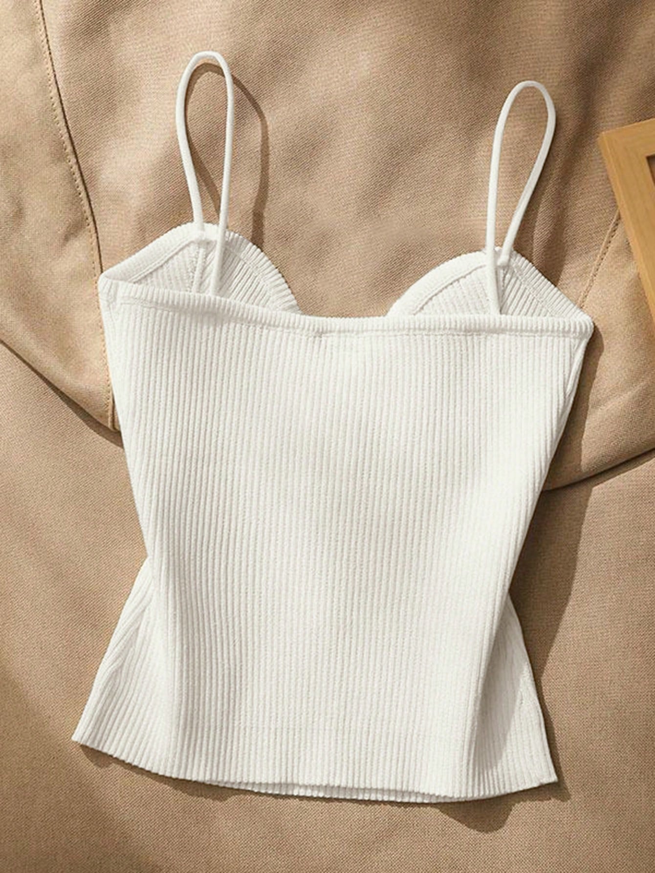 Women Metallic Decor Form-Fitting Camisole Knit Top
