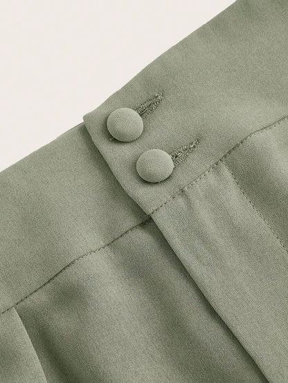 Poéselle Summer High-Waisted Pants Multi-Piece Set, Wide Leg Pants High Waist Fold Pleated Wide Leg Pants, Pants, Loose Fit, Long Pants