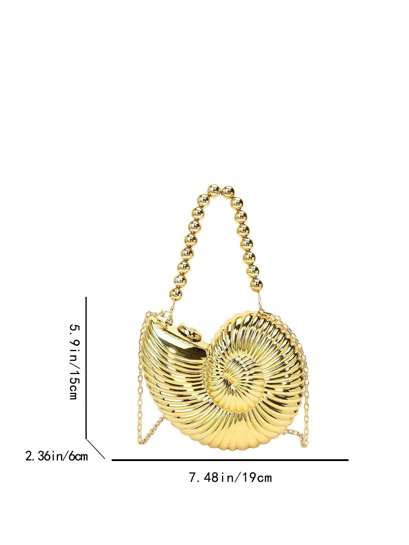 2025 Golden Conch Shaped Shoulder Bag, Detachable Shoulder Strap, Fashionable Lipstick Pouch, Elegant And Fashionable Shoulder Bag, Suitable For Evening Outings