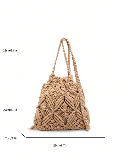 Handwoven Small Crossbody Bag For Women, New Woven Messenger Bag, Niche Beach Casual Shoulder Bag, Mini Square Envelope Bag, Crossbody Bag, Suitable For Beach Resort