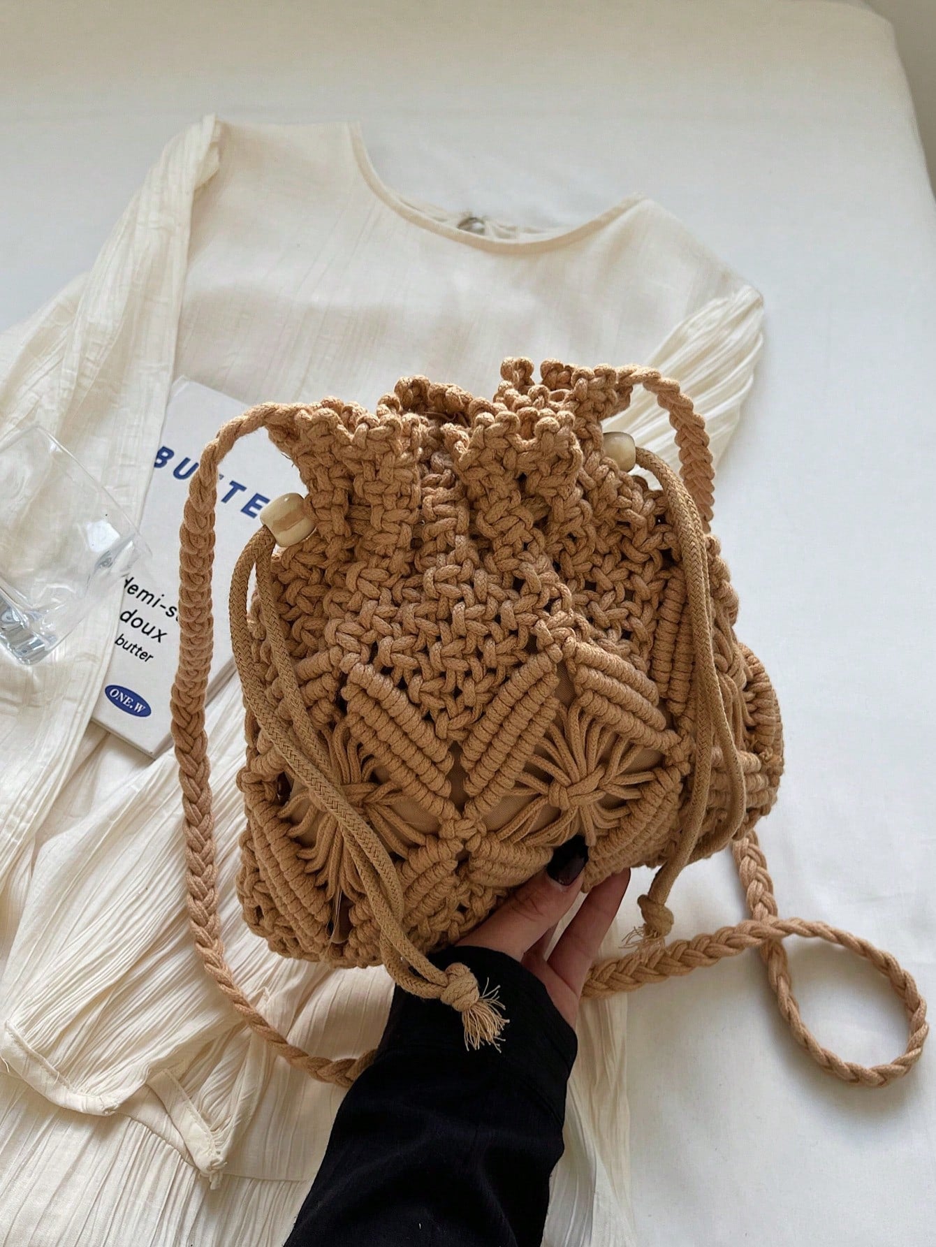 Handwoven Small Crossbody Bag For Women, New Woven Messenger Bag, Niche Beach Casual Shoulder Bag, Mini Square Envelope Bag, Crossbody Bag, Suitable For Beach Resort