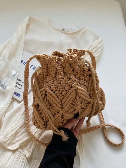 Handwoven Small Crossbody Bag For Women, New Woven Messenger Bag, Niche Beach Casual Shoulder Bag, Mini Square Envelope Bag, Crossbody Bag, Suitable For Beach Resort