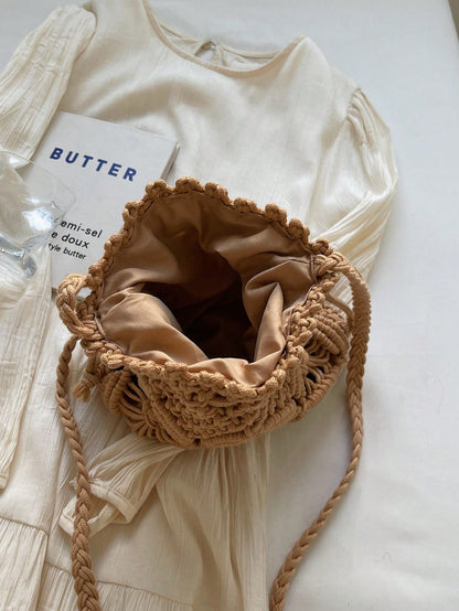 Handwoven Small Crossbody Bag For Women, New Woven Messenger Bag, Niche Beach Casual Shoulder Bag, Mini Square Envelope Bag, Crossbody Bag, Suitable For Beach Resort