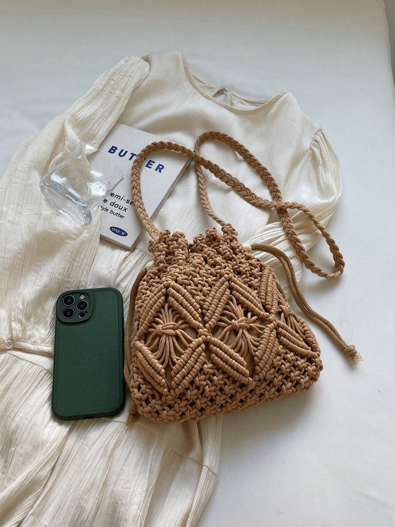 Handwoven Small Crossbody Bag For Women, New Woven Messenger Bag, Niche Beach Casual Shoulder Bag, Mini Square Envelope Bag, Crossbody Bag, Suitable For Beach Resort